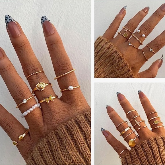 Assorted Stackable Gold Ring Set Women 10 pcs Assorted Ring Size 4.5-8  NWOT - Picture 3 of 5